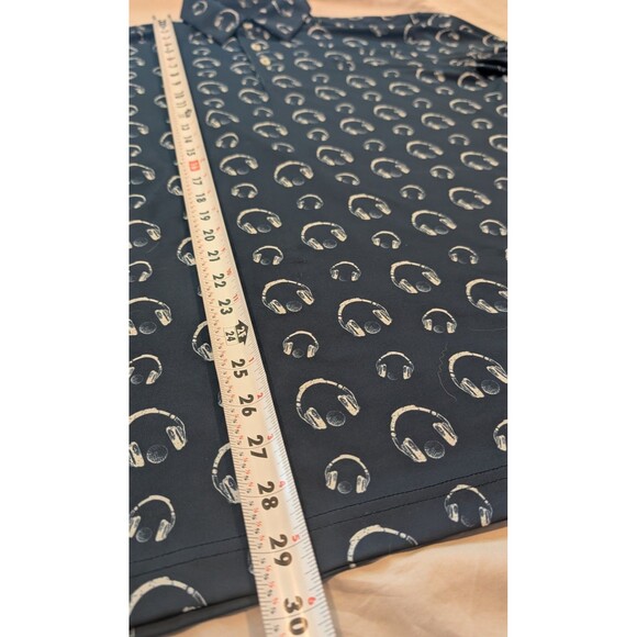 Swing Juice Golf Polo Men's Medium Performance Shirt Headphones All Over Print - Picture 7 of 7